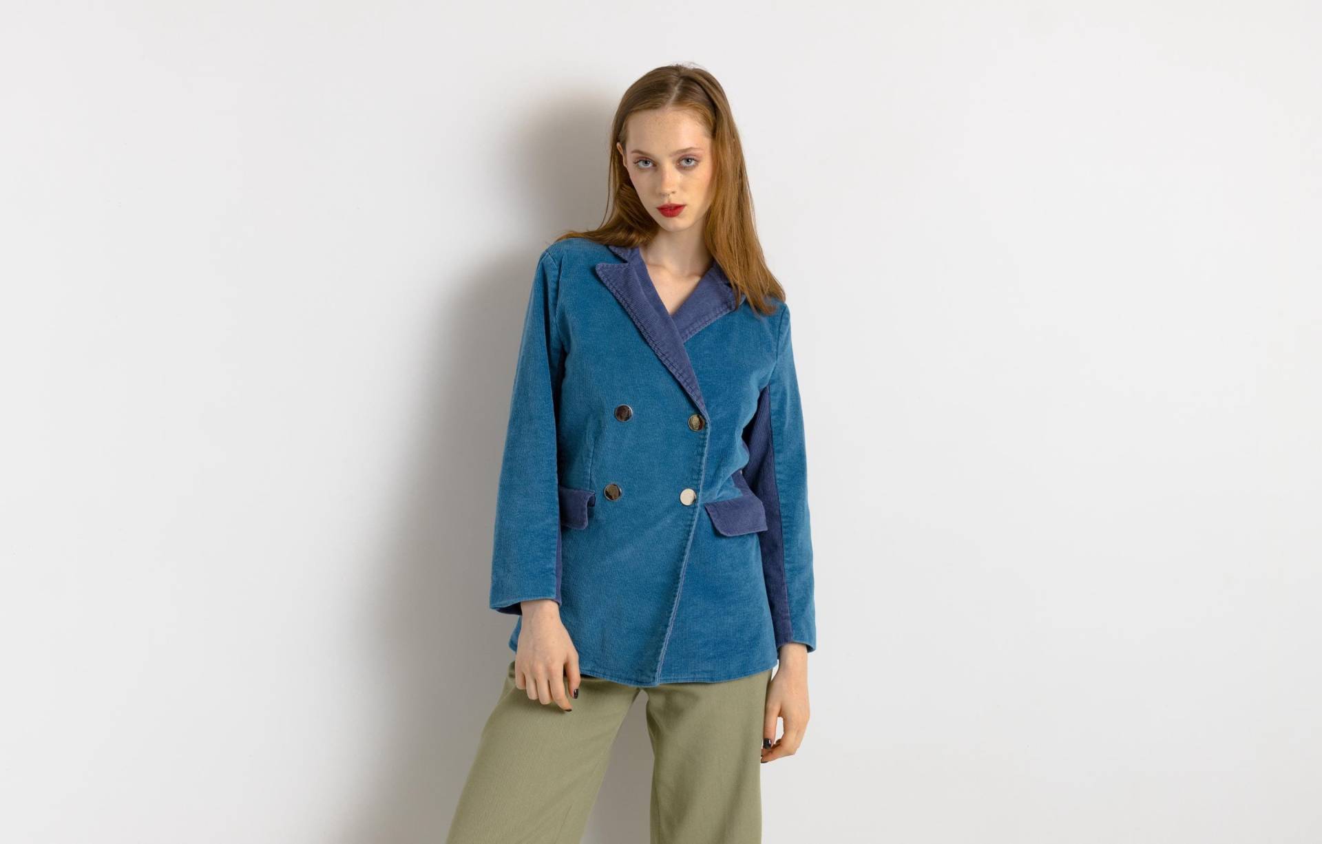 Vintage Cordjacke 80Er Damen Blau Lila Jacke Reißverschluss Oberbekleidung Frühling Casual Minimalist Streetwear Kleidung Größe Small S von MoodGirlsUA