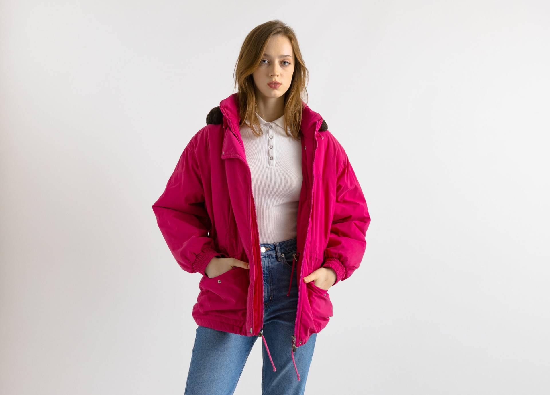 Vintage Fila Winterparka Aus Den 90Ern, Wattiert, Kurz- Und Langärmelig, Mit Reißverschluss, in Pink, Kapuze - Das Perfekte Geschenk Für Die Freundin von MoodGirlsUA