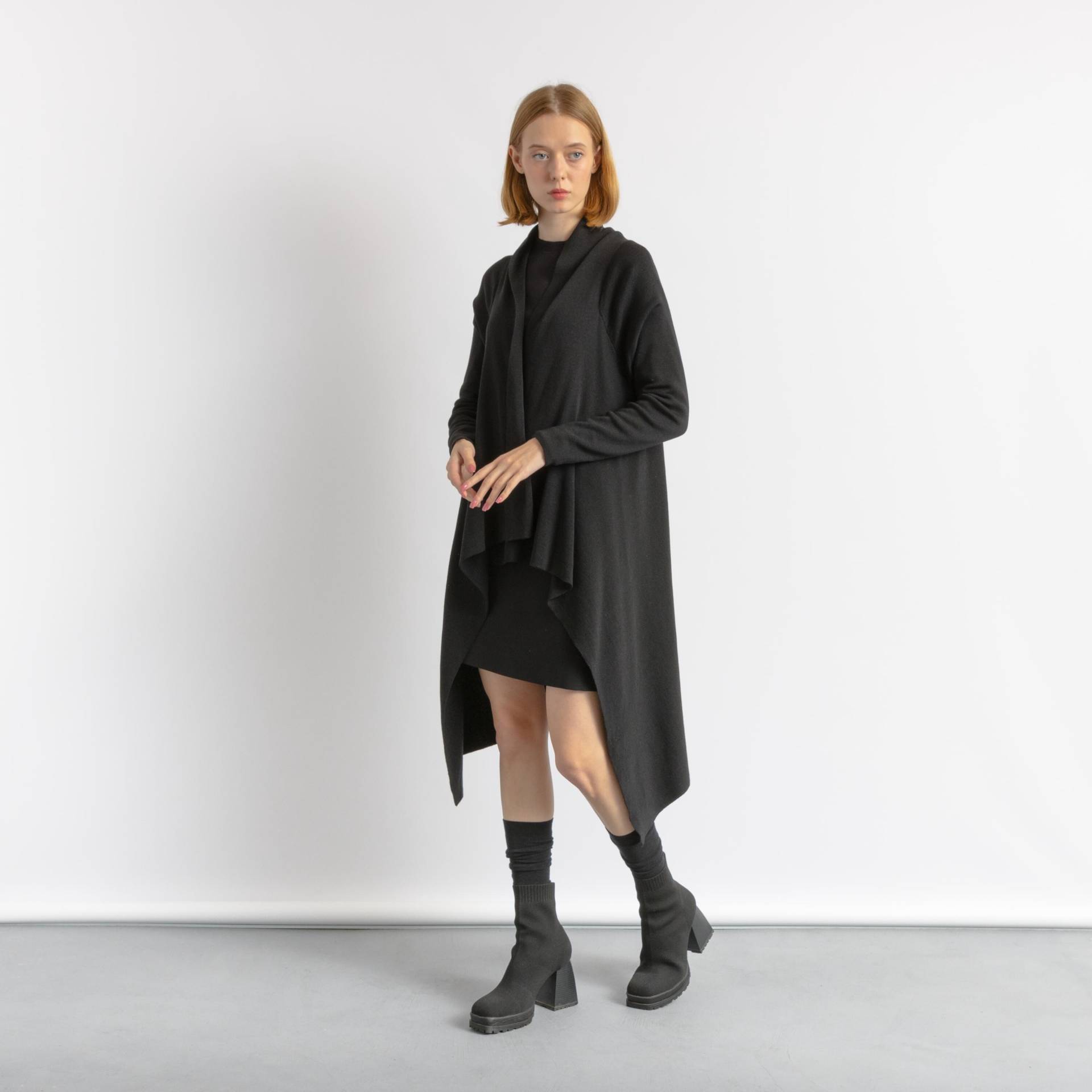 Vintage Frau Hawico Schwarze Seide Merinowolle Und Kaschmir Keine Befestigungen Strickjacke Größe Klein von MoodGirlsUA