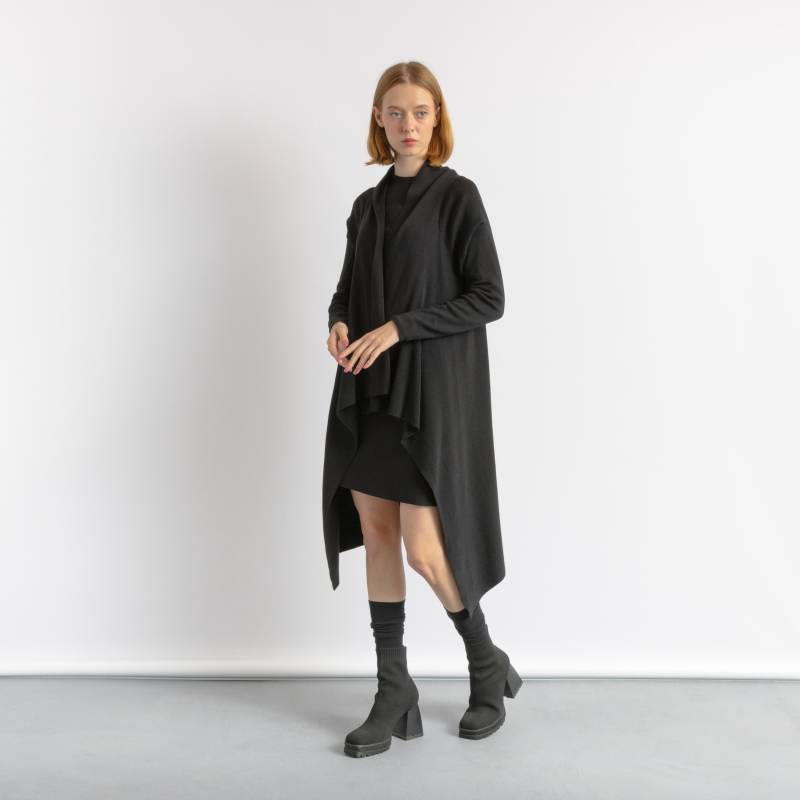 Vintage Frau Hawico Schwarze Seide Merinowolle Und Kaschmir Keine Befestigungen Strickjacke Größe Klein von MoodGirlsUA