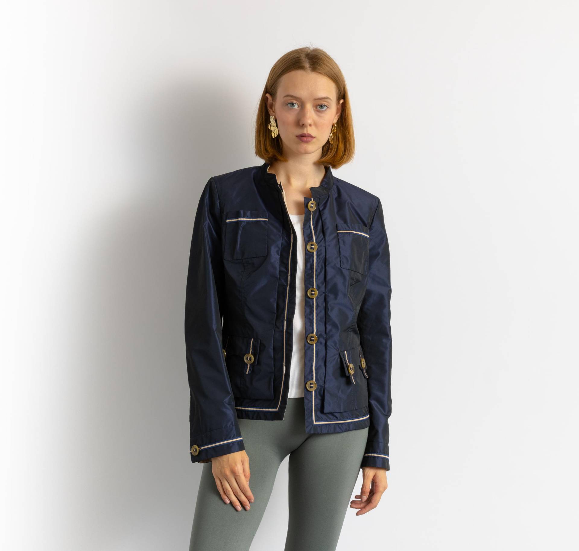 Vintage Nylon Shell Damen Blau Blazer Jacke Größe S Klein/Gemütlicher von MoodGirlsUA