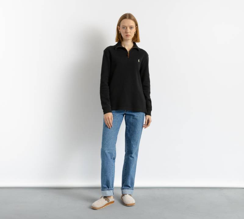 Vintage Ralph Lauren Bestickter Weißer Pony-Pullover Mit 1/4-Reißverschluss, Unisex, Größe S von MoodGirlsUA