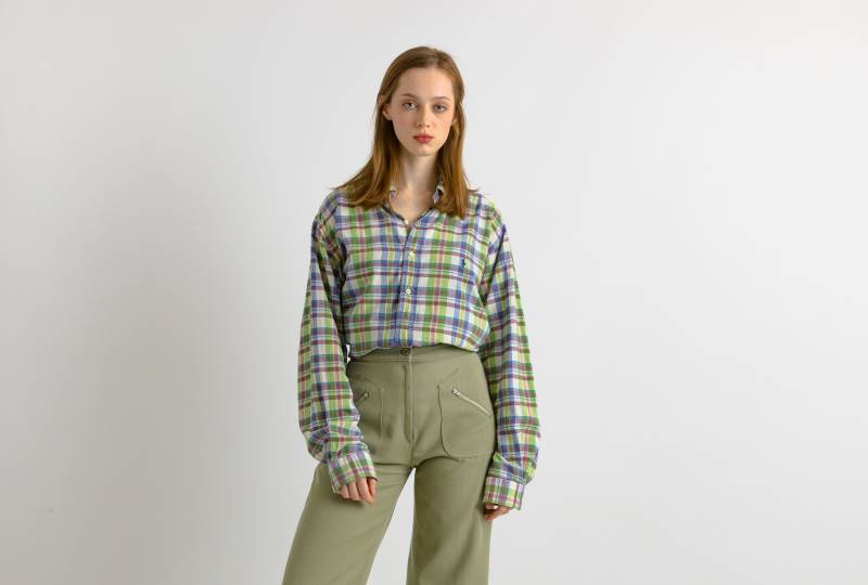 Vintage Ralph Lauren Kariertes Baumwolllogo Langarmknöpfe Up Unisex Shirt/ Gestreiftes Größe Xl Herren Shirt von MoodGirlsUA