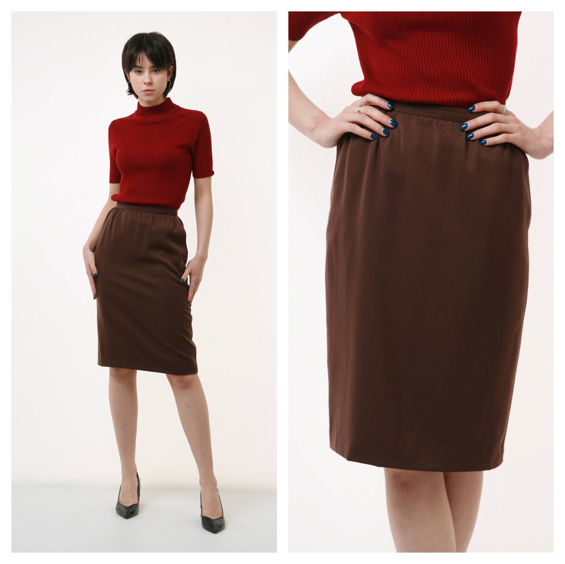 Vintage-Rock Aus Den 80Er Jahren Von Valentino Hochtaillierter Midirock 100 % Wolle Mit Reißverschluss, Modell 2494, Bleistiftrock-stil, Knielang von MoodGirlsUA