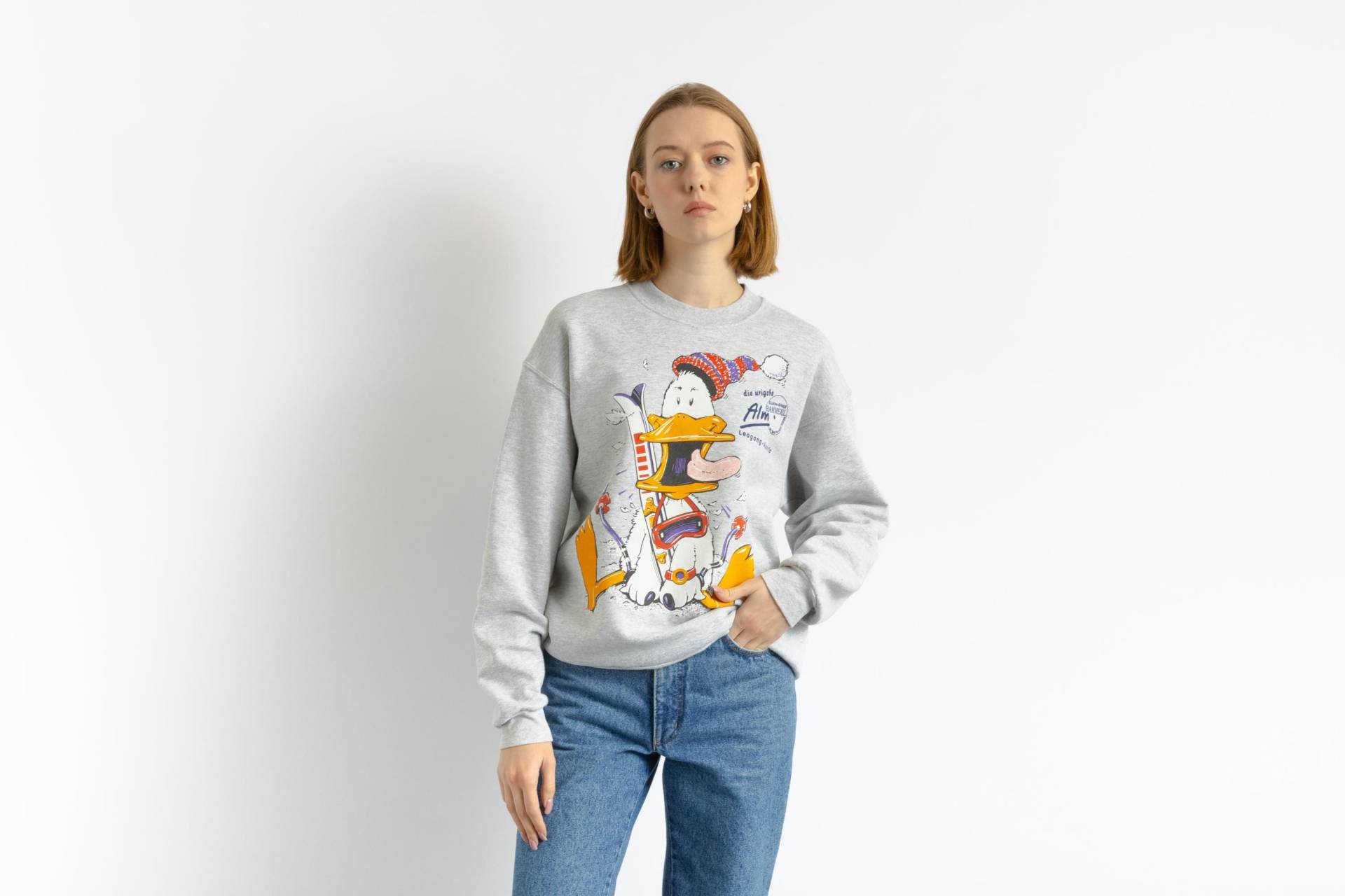 Vintage-Sweatshirt Im Retro-stil Der 90Er Jahre Mit Tiermotiven Und Cartoon-Print, Damen, Größe M von MoodGirlsUA