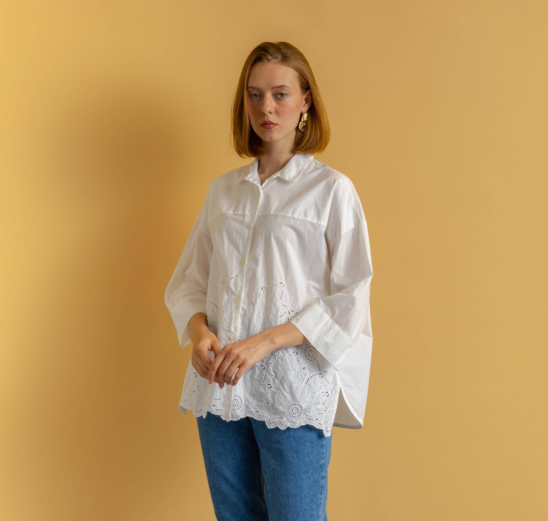 Whyci Milano Weiße Bluse, Baumwollhemd, 00Er Jahre Classic Button Up, Damen Langarmshirt, Größe Xlarge von MoodGirlsUA