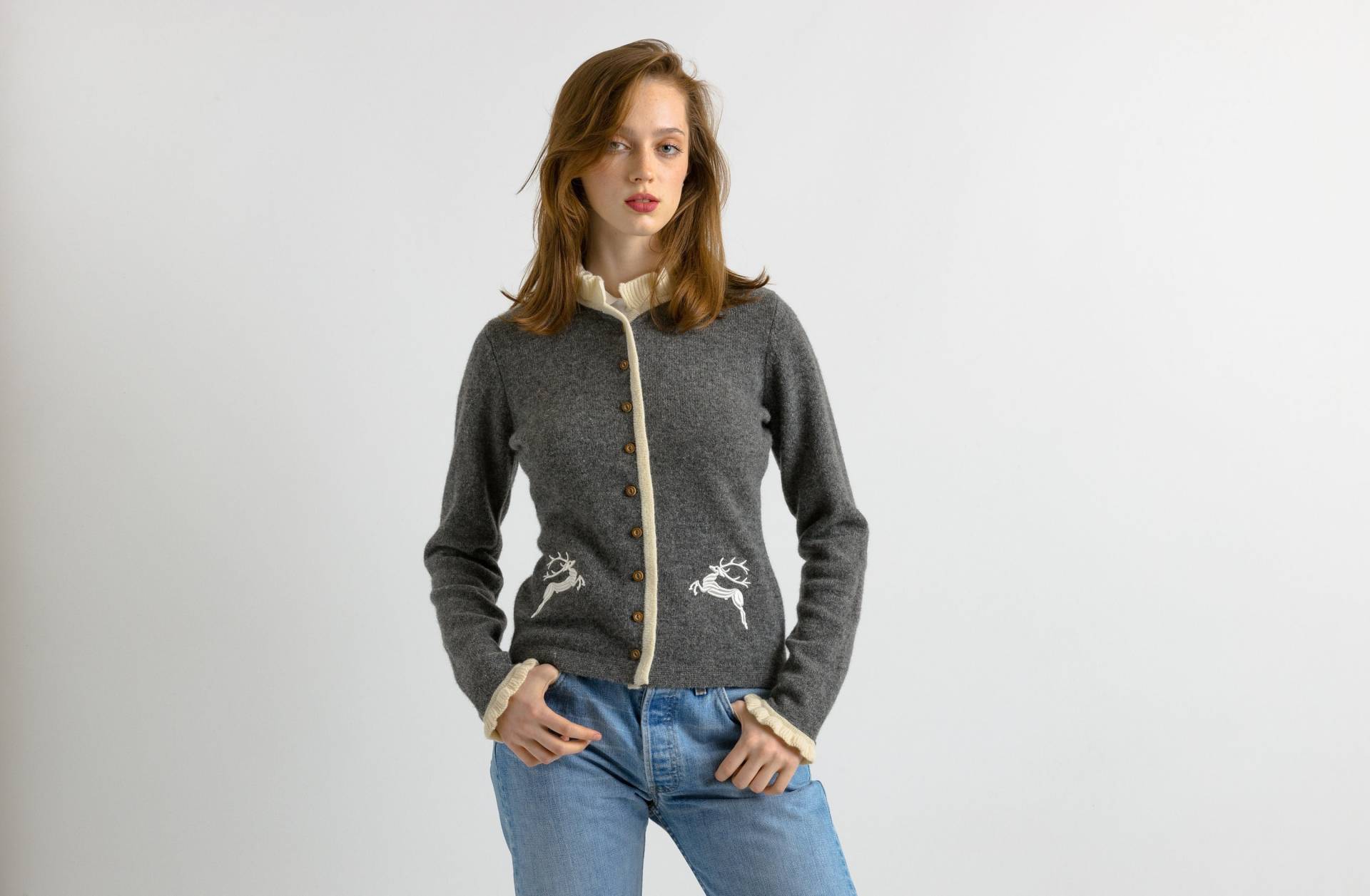 strickjacke 80Er West Germany Handgemachte Wolle Cottagecore Handgestrickte Tiroler Bayerisch von MoodGirlsUA