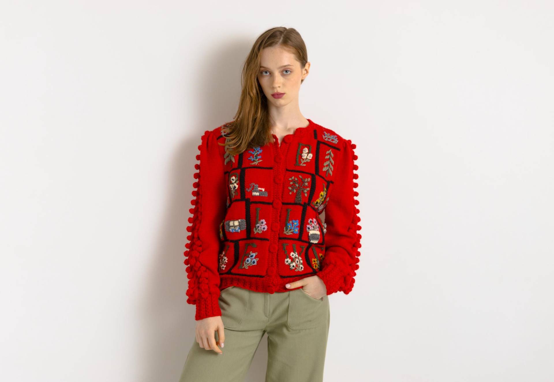 strickjacke 80Er West Germany Handgemachte Wolljacke Bestickte Handgestrickte Tiroler Bayerisch von MoodGirlsUA