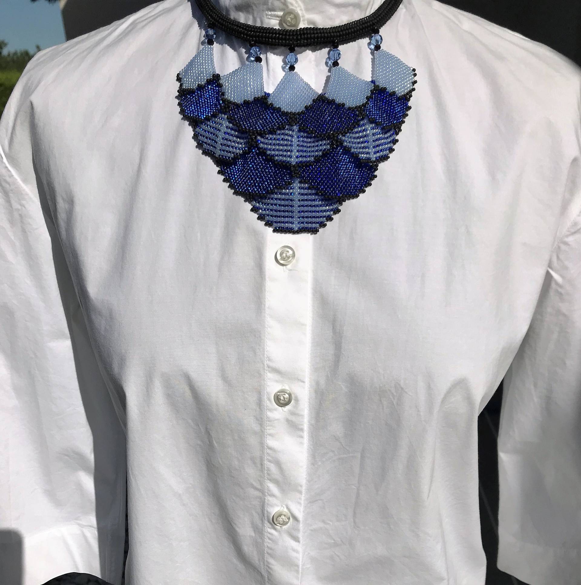 Blaue Halskette, Blaue Perlenkette, Saatperlen Schmuck, Swarovski Kristalle Einzigartiges Geschenk Für Frau, Unikat Schmuck Blaue Halskette, Blaue Perlenkette, Saatperlen Schmuck, Swarovski Kristalle Einzigartiges Geschenk Für Frau, Unikat Schmuck von MoodOfBeads