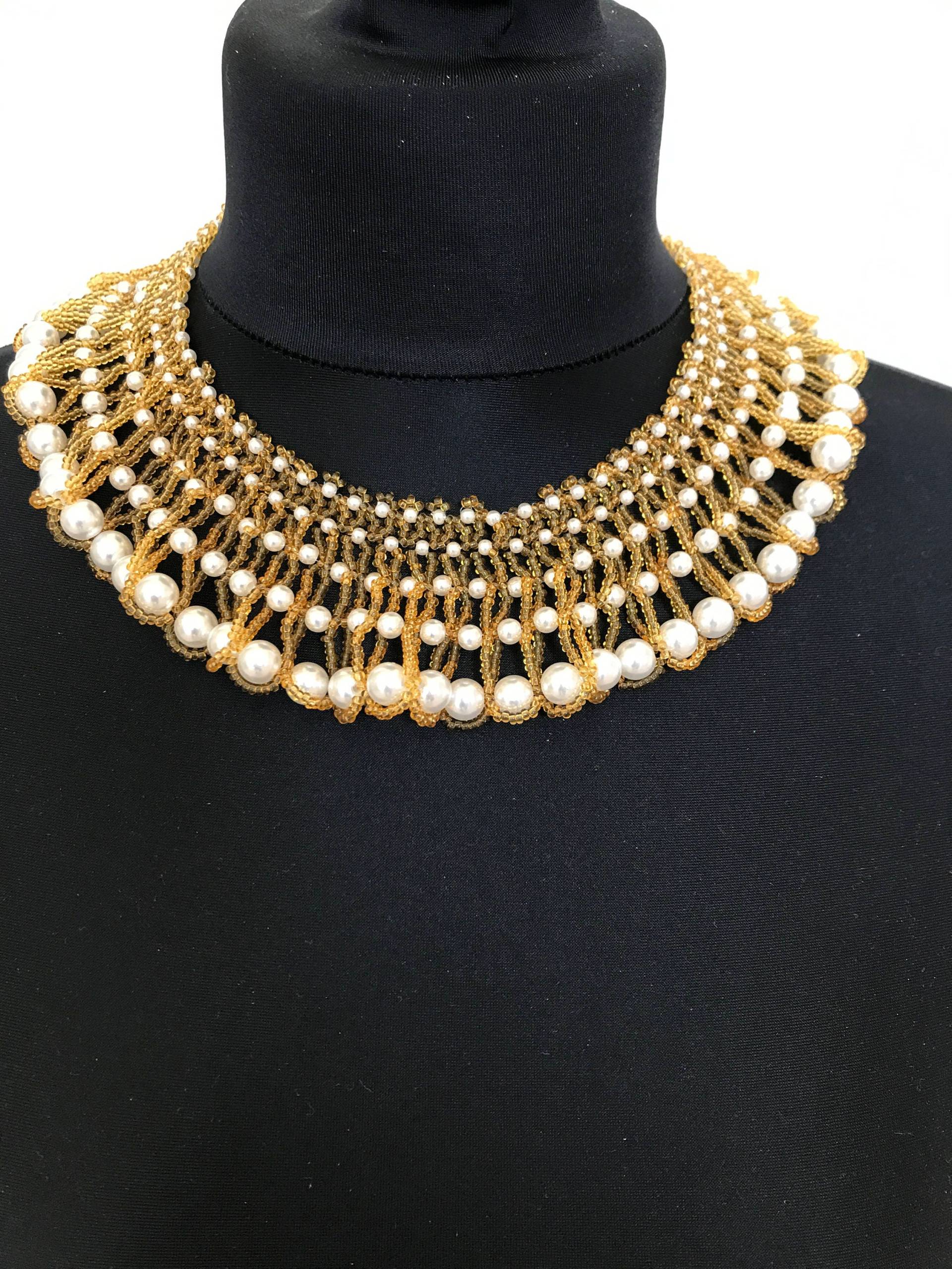 Gold Perlen Halskette, Perlenkette, Perlen Schmuck, Goldene Schmuck, Perle Und Handgemachter Geschenk Für Frau, Unikat von MoodOfBeads
