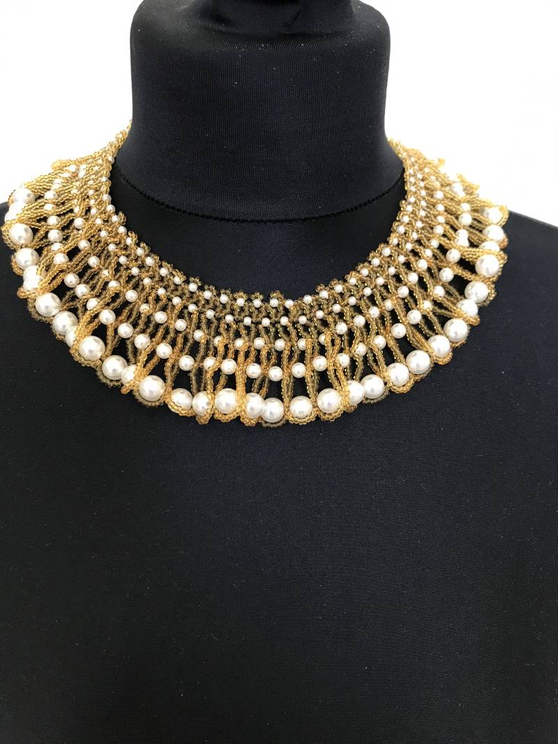 Gold Perlen Halskette, Perlenkette, Perlen Schmuck, Goldene Schmuck, Perle Und Handgemachter Geschenk Für Frau, Unikat Gold Perlen Halskette, Perlenkette, Perlen Schmuck, Goldene Schmuck, Perle Und Handgemachter Geschenk Für Frau, Unikat von MoodOfBeads