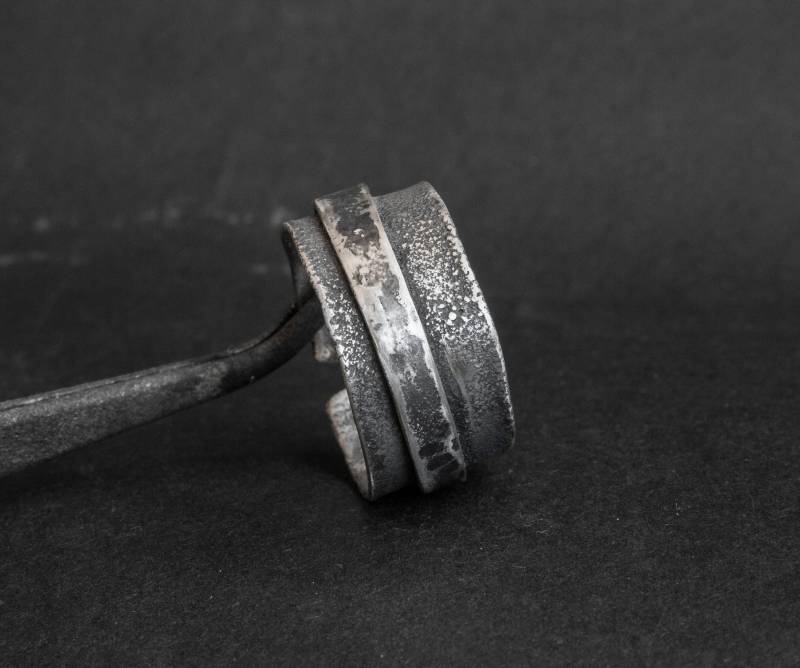 Brutalist Silberring Herren Bands Silber Verstellbarer Ring Roher Schmuck Kunstring Sterilng 925 von MoodStory