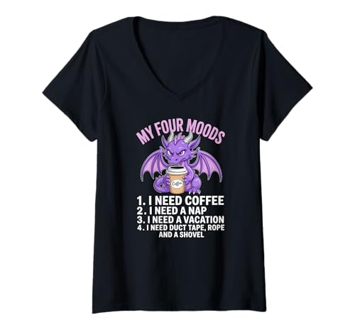 Damen My Four Moods Describe Life Perfectly T-Shirt mit V-Ausschnitt Damen My Four Moods Describe Life Perfectly T-Shirt mit V-Ausschnitt von Moods Describe Life Perfectly Motivation Success