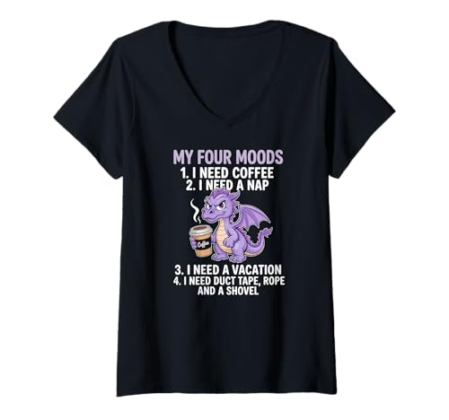 Damen My Four Moods Describe Life Perfectly T-Shirt mit V-Ausschnitt Damen My Four Moods Describe Life Perfectly T-Shirt mit V-Ausschnitt von Moods Describe Life Perfectly Motivation Success