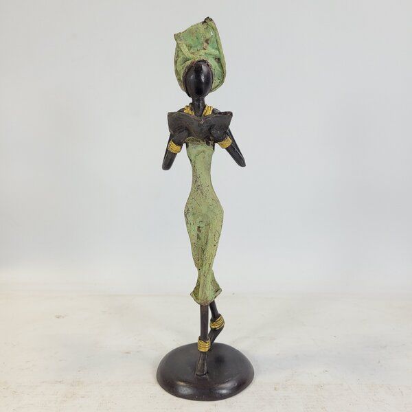 Moogoo Creative Africa Bronze-Skulptur "Femme avec livre" by Karim | 15/25 cm | Unikate von Moogoo Creative Africa