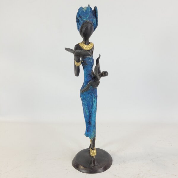 Moogoo Creative Africa Bronze-Skulptur "Frau mit Buch & Kind an der Taille" by Issouf | 25cm | Unikate von Moogoo Creative Africa