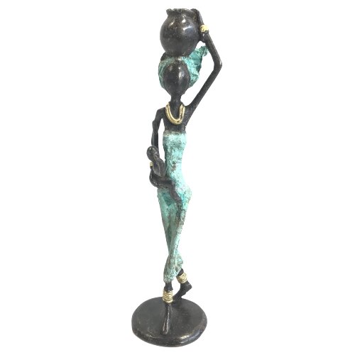 Moogoo Creative Africa Bronze-Skulptur "Frau mit Kind und Amphora" by Issouf | 25 cm | Unikat von Moogoo Creative Africa