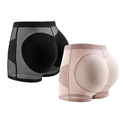 Moollyfox 2 Stück Damen Po Push Up Unterhose Höschen Butt Lifter Höschen Hip Enhancer Pads Shorts, Bauchweg Bauchkontrolle Höschen Hüft Enhancer Miederslips Unterwäsche Body Shaper Faja Shorts von Moollyfox