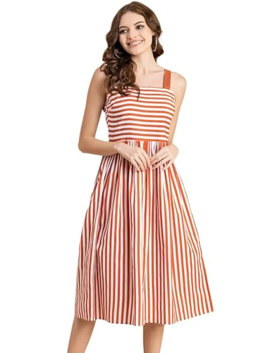 Moomaya Ärmelloses, Figurbetontes Baumwollkleid Mit Quadratischem Ausschnitt - Sommerkleid Für Damen von Moomaya