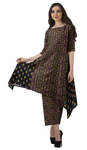 Moomaya Asymmetrischer Kurti mit Hosenset Damen Bedruckte Baumwoll-Partykleidung von Moomaya