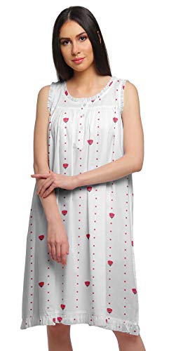 Moomaya Baumwolle A-Line Nachtwasche Fur Damen Rundhals Knopfleiste Nachthemd von Moomaya