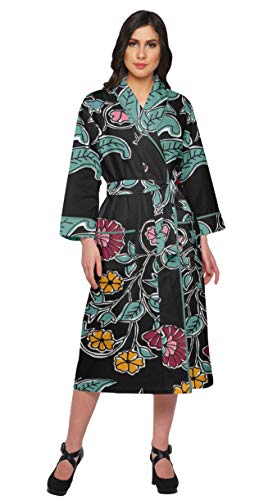 Moomaya Baumwollmantel Fur Frauen Lange Gedruckte Crossover Sommer Bademantel von Moomaya