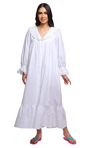 Moomaya Bedrucktes Nachthemd Fur Damen Aus Baumwolle Mit Ruschenbordure von Moomaya