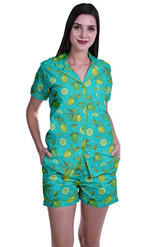 Moomaya Damen Kurzarm Sleep Top Bedruckte Shorts Set Pjs Fur Frauen Nachtwasche von Moomaya