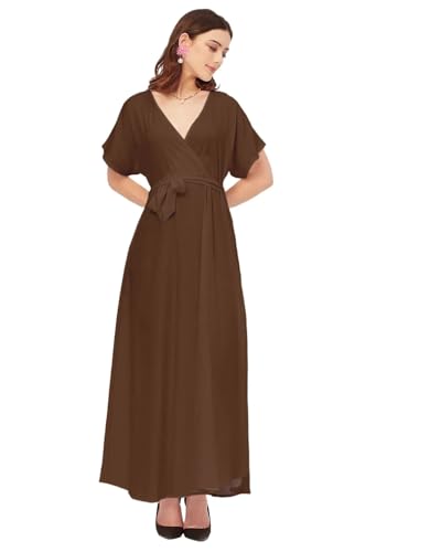 Moomaya Einfarbiges, Kurzärmliges Fit & Flare-Kleid Aus Viskose - Sommerkleid Mit V-Ausschnitt von Moomaya