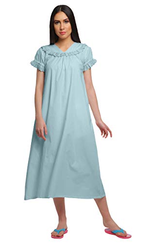 Moomaya Kurzarmliges Nachtkleid Aus Baumwolle Fur Damen Mit V-Ausschnitt von Moomaya