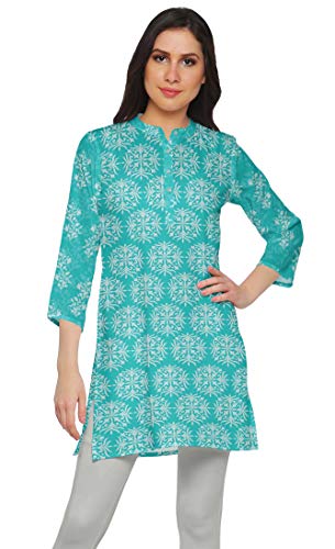 Moomaya Kurze Poly Krepp Tunika Kleider Frauen Kurti Mini Sommer Tragen von Moomaya