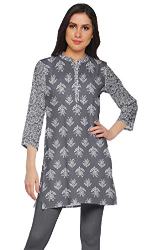 Moomaya Kurzes Kurti-Kleid Minikleid Aus Poly-Krepp-Tunika Mit Engem Kragen von Moomaya