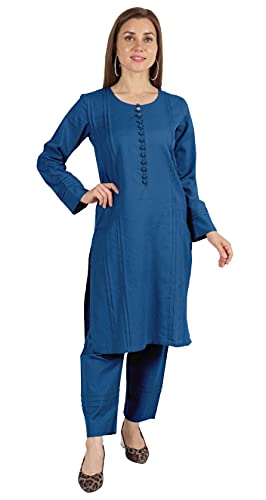 Moomaya Massive Kurta-Pyjama-Set Fur Frauen Ethnische Set Vollhulse Indische Formale Baumwollkleidung von Moomaya