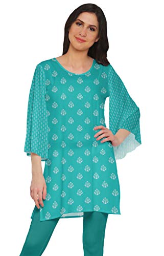 Moomaya Poly Krepp Kurze Kurti Fur Frauen Gedruckt Kimono Armel Kleid Oben von Moomaya