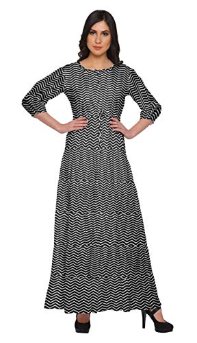 Moomaya Rundhals 3/4 Armel Flair Maxikleid Gedruckt Lassige Sommerkleidung von Moomaya