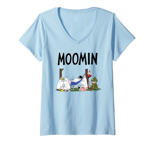 Damen Mumin Family Relaxing T-Shirt mit V-Ausschnitt von Moomin