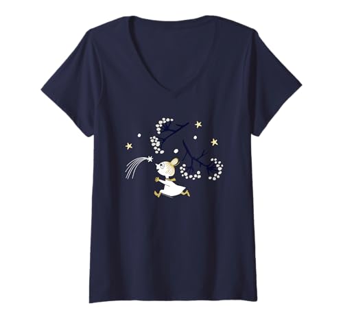 Damen Mumin Herbst Little My Shooting Star Winter T-Shirt mit V-Ausschnitt von Moomin