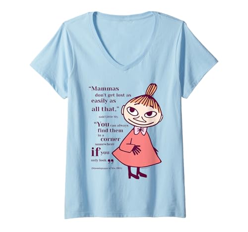Damen Mumin Mammas Don't Get Lost Moominpappa At Sea Mymble Zitat T-Shirt mit V-Ausschnitt von Moomin