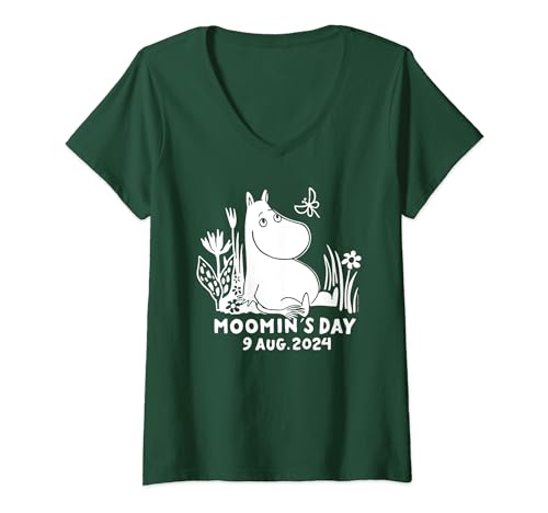 Damen Mumin Mumins Tag 2024 T-Shirt mit V-Ausschnitt von Moomin