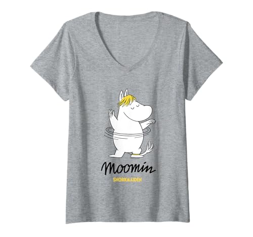 Damen Mumin Snorkmaiden Tanzen T-Shirt mit V-Ausschnitt von Moomin