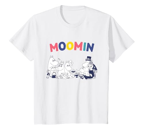 Kinder Mumin-Familie Regenbogen Text Kinder T-Shirt von Moomin
