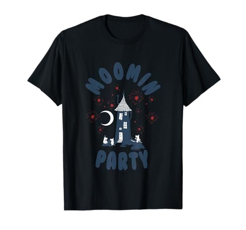 Moomin-Party-Feuerwerk Unabhängigkeit T-Shirt für Mädchen, Schwarz, S von Moomin