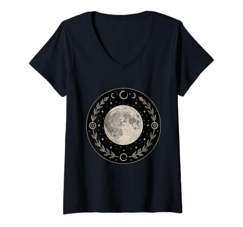 Damen Vollmondphasen Himmelsnacht Mondzyklus Astronomie T-Shirt mit V-Ausschnitt Damen Vollmondphasen Himmelsnacht Mondzyklus Astronomie T-Shirt mit V-Ausschnitt von Moon Astrology Stars Cosmos Night Sky