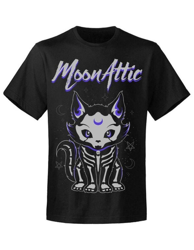 Moon Attic - Gothic T-Shirt - Skelly Cat - S bis XXL - für Männer - Größe M - schwarz Moon Attic - Gothic T-Shirt - Skelly Cat - S bis XXL - für Männer - Größe M - schwarz von Moon Attic