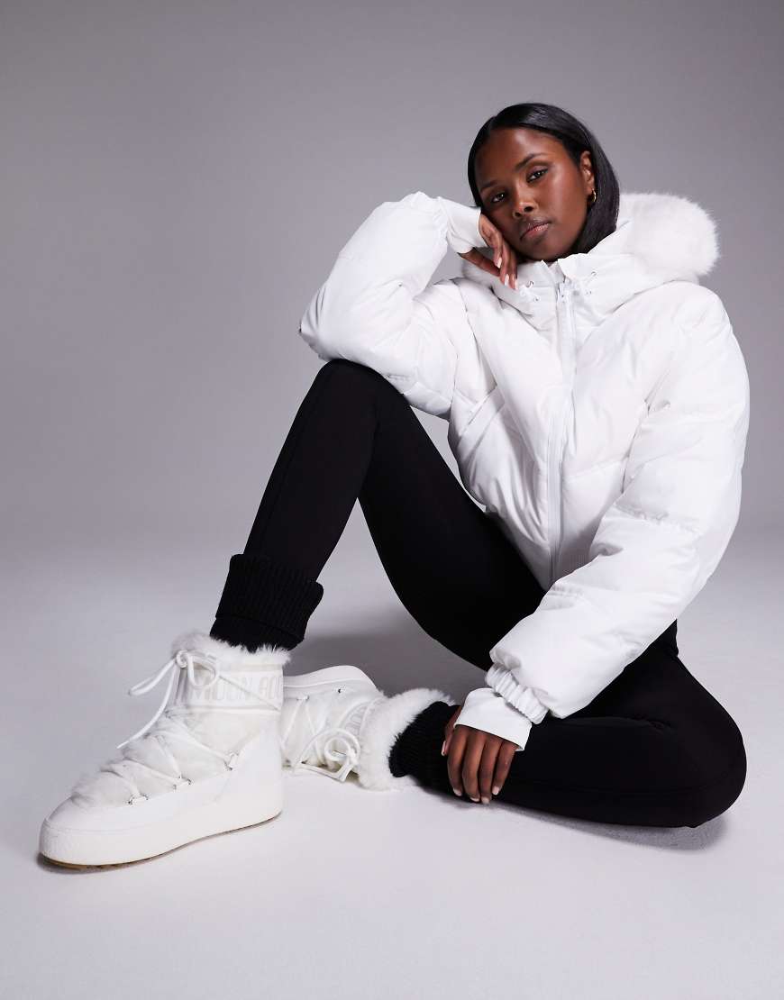 Moon Boot - Ltrack - Wasserdichte Stiefel in Weiß mit Kunstpelz und kurzem Schaft von Moon Boot