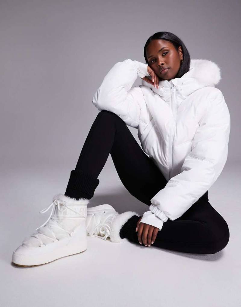 Moon Boot - Ltrack - Wasserdichte Stiefel in Weiß mit Kunstpelz und kurzem Schaft von Moon Boot