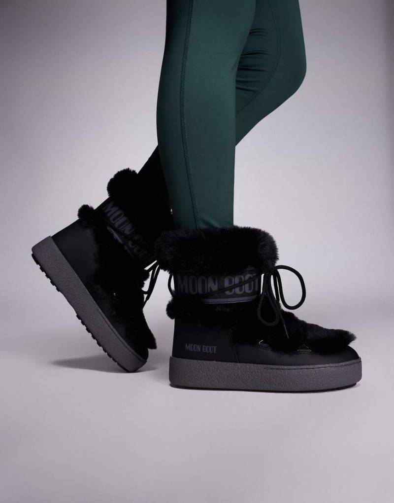 Moon Boot - Ltrack - Wasserfeste, niedrige Stiefel mit Kunstpelz in Schwarz von Moon Boot