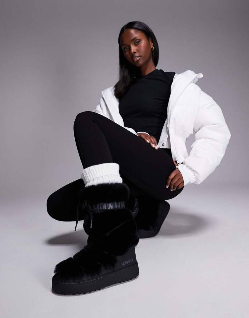 Moon Boot - Ltrack - Wasserfeste hohe Stiefel aus Kunstpelz in Schwarz von Moon Boot