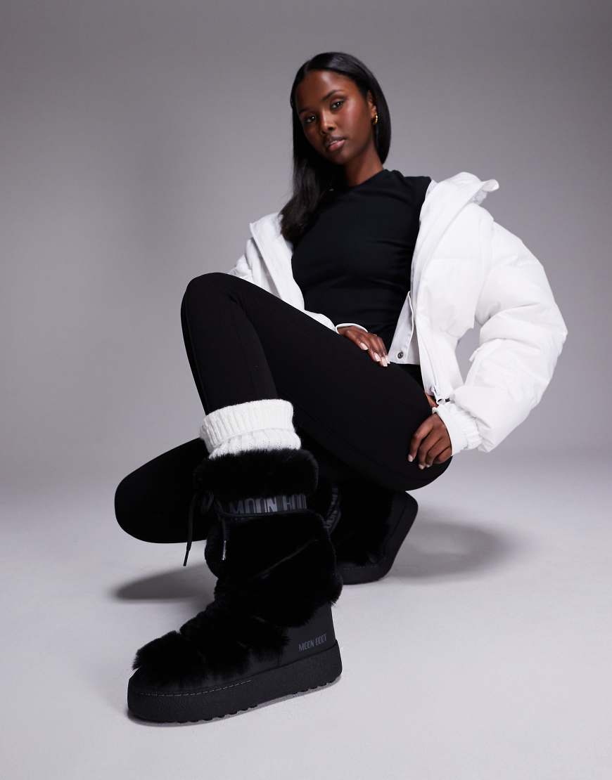 Moon Boot - Ltrack - Wasserfeste hohe Stiefel aus Kunstpelz in Schwarz von Moon Boot