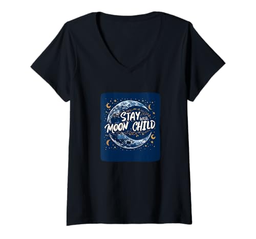 Damen Moon Child Grafik für einen hübschen kosmischen Vibe T-Shirt mit V-Ausschnitt Damen Moon Child Grafik für einen hübschen kosmischen Vibe T-Shirt mit V-Ausschnitt von Moon Child
